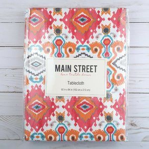 Fabric Tablecloth Southwest Abstract 60x84 Orange Teal